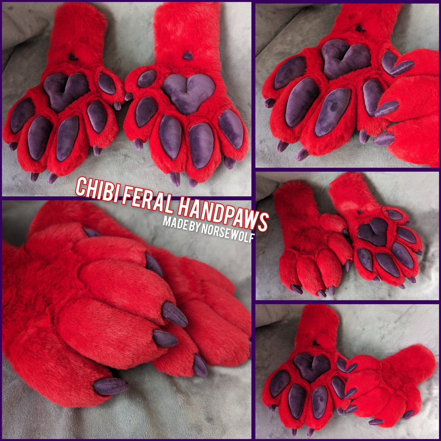 CUSTOM chibi 5-finger feral handpaws handmade by Norsewolf