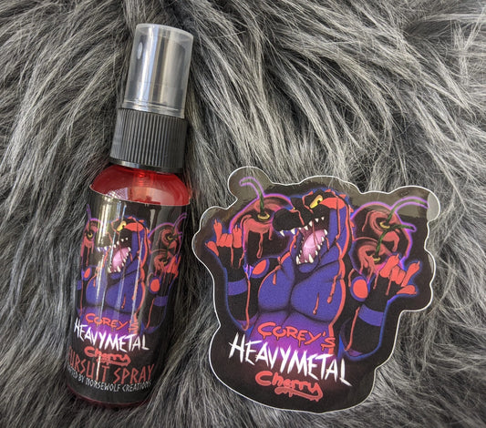 Corey's Heavy Metal Cherry Scented Fursuit Spray in 10ml & 50ml + 3" sticker