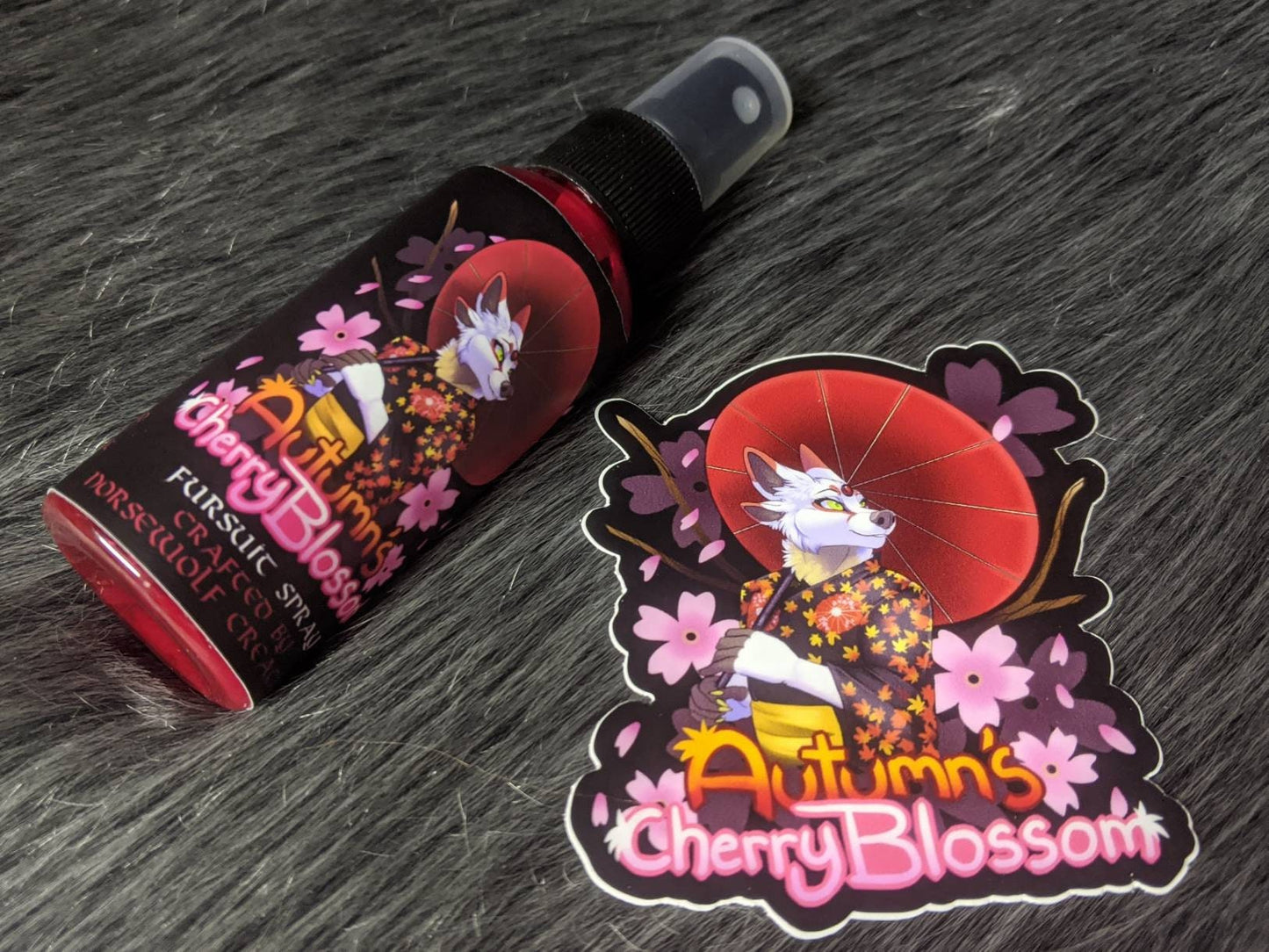 Autumn's Cherry Blossom Scented Fursuit Spray in 10ml & 50ml + 3" sticker