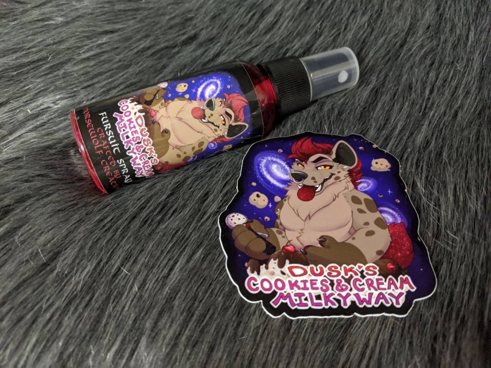 Dusk's Cookies n Cream Scented Fursuit Spray in 10ml & 50ml + 3" sticker