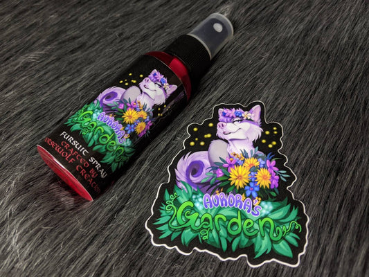 Aurora's Garden Scented Fursuit Spray in 10ml & 50ml + 3" sticker