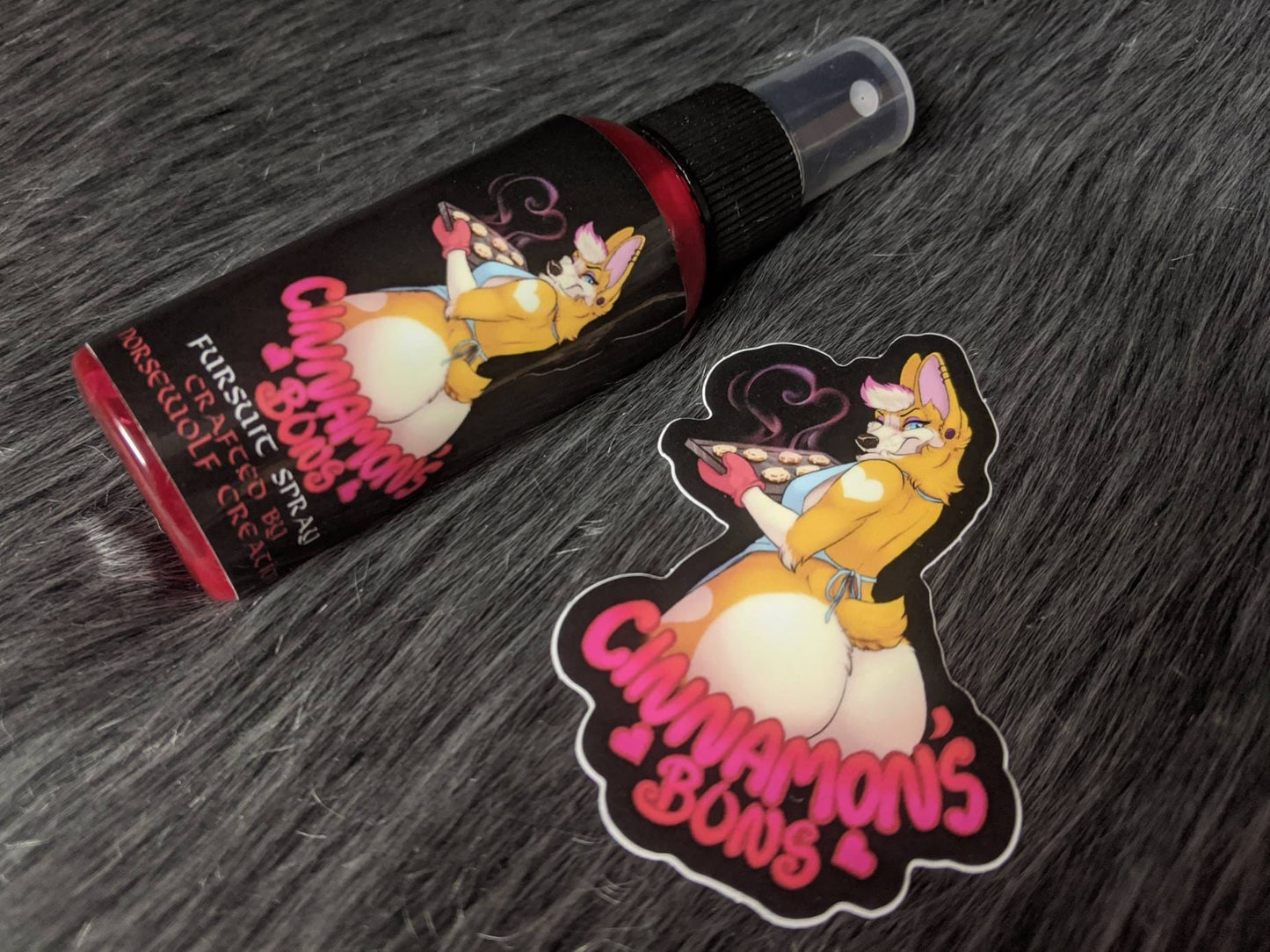 Cinnamon's Buns Scented Fursuit Spray in 10ml & 50ml + 3" sticker