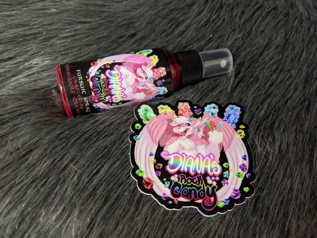 Diana's Rock Candy Scented Fursuit Spray in 10ml & 50ml + 3" sticker