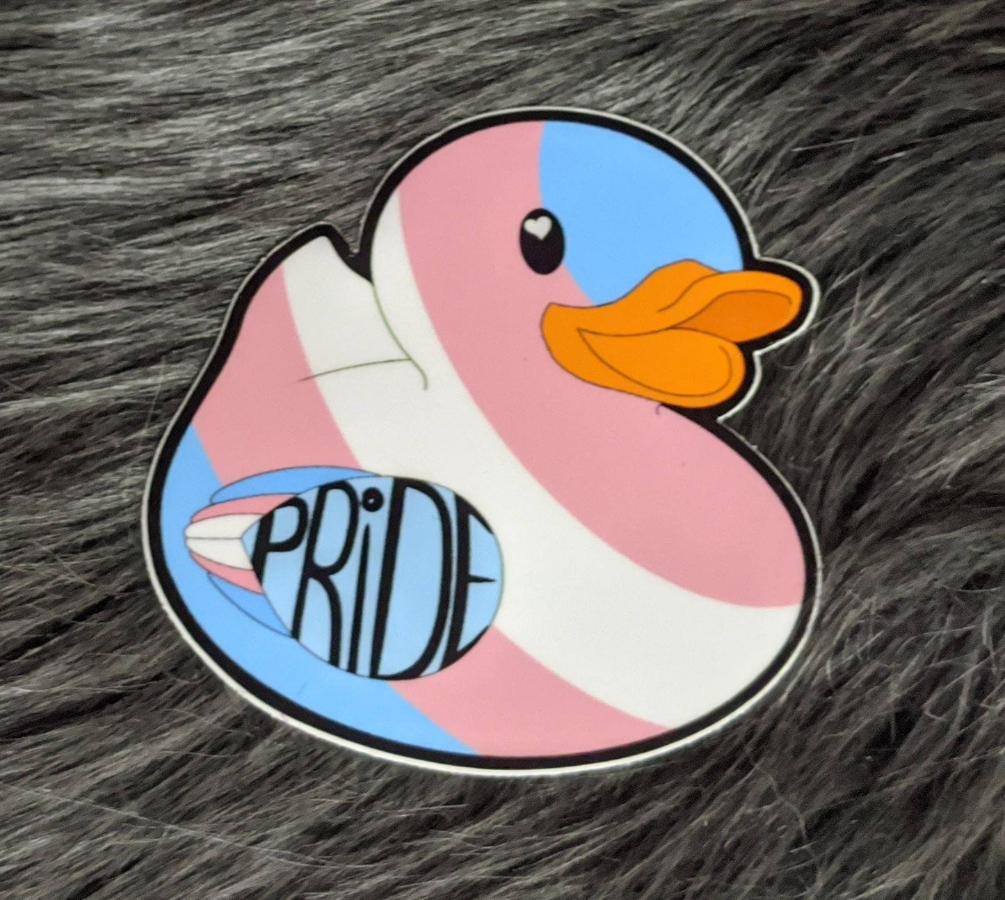 Trans pride duck sticker 3" by Norsewolf Creations