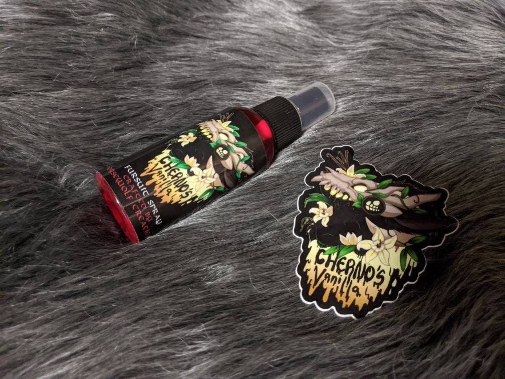 Cherno's Vanilla Scented Fursuit Spray in 10ml & 50ml + 3" sticker