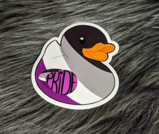 Asexual pride duck sticker 3"